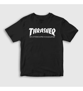 Presmono Unisex Çocuk Beyaz Logo V5 Thrasher T-Shirt 279212tt (Siyah)