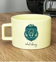 Kişiye Özel Cool Aslan Hediye Pastel Fincan Aslan Baskılı (Sarı)