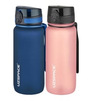 Uzspace 2'li Tritan Matara Seti 650 ml 14 Farklı Renk Seçeneği FiftyFifty (Lacivert-Pudra)