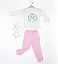 Pia Baby GL2017 İsme Özel Çocuk Pijama Takımı 1-8 Yaş (Pembe)