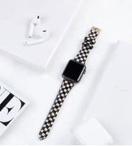 vagave Apple Watch Uyumlu 38 Mm 40 Mm 41 Mm 3 4 5 6 7 Se 8 9 Uyumlu Kadın Deri Kordon Saat Kayışı - Vadiva (Beyaz Dama)