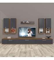 Decoraktiv Eko 8da Mdf Tv Ünitesi Tv Sehpası (Antrasit - Ceviz)