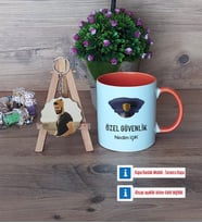 Özel Güvenlik Görevlisi Kupa Bardak Beyaz ve Fotoğraflı Ahşap Anahtarlık Hediye (Model 13)