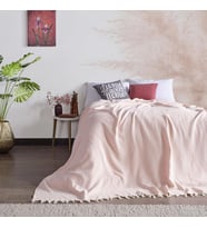 Miabella Home Çift Kişilik Damla Desen Pike - Yatak Örtüsü (Pudra)