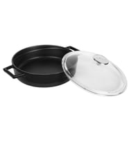 Lava Döküm Çok Amaçlı Yayvan Tencere. Glaze Serisi Çap(Ø)28cm. (Siyah)