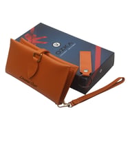 ÖZKA LEATHER - İSİMLİ KİŞİYE ÖZEL DAMLA KLİPSLİ KADIN CÜZDAN (Turuncu)