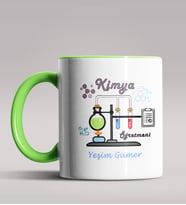 Kişiye Özel Kimya Öğretmeni Tasarım Siyah Renk Kupa Bardak 9 (Yeşil)