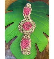 37X12 CM PUL PAYET İŞLEME APLİKE DİKİŞ GİYİM AKSESUARI ARMA (Pembe)