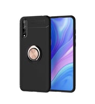 Huawei P Smart S (Y8P) Kılıf Yüzüklü Magnetli Ravel Case (Siyah-Rose Gold)