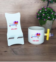 Estetisyen Hediye Sepeti Kupa Bardak T Kulplu ve Ahşap Telefon Standı Tıp Bayramı Estetisyenler Günü Hediyesi (Model 5)