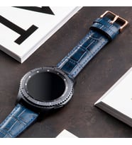 vagave Samsung Galaxy Watch 4 Watch 5 Active Uyumlu Hakiki Deri Kordon 20mm (Mavi)