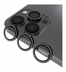 Logis Apple İphone 11 Pro Max Taşlı Kamera Lens Koruma Camı 3'lü (Siyah)
