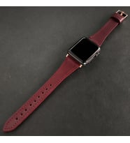 vagave Apple Watch Kadın Klasik Deri Kordon İsme Özel 3-4-5-6-7 / 38-40-41mm (Bordo)