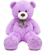 80 cm Papyonlu Peluş Ayıcık - % 100 YERLİ ÜRÜN (Lila)