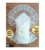 Pembe Kız Erkek Bebek Battaniyesi Doğal Organik Uyku Kundağı Mevsimlik Hastane Çıkışı Yenidoğan (Ekru)