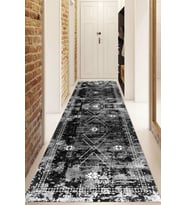 Dijital Baskılı Kaymaz Taban Yıkanabilir Modern Yolluk Ve Koridor Halısı NDU-SD-1030 (Siyah)