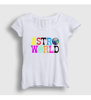 Presmono Kadın Sarı Astroworld V2 Travis Scott T-Shirt 44132tt (Beyaz)