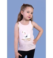 Toontoy Kız Çocuk Kuğu Baskılı Atlet (Pudra)