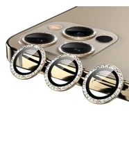 Apple iPhone 12 Pro CL-06 Renkli Taşlı Kamera Lens Koruyucu (Gold)