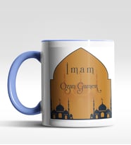 Kişiye Özel İmam Tasarımlı Siyah Kupa (Beyaz-Mavi)