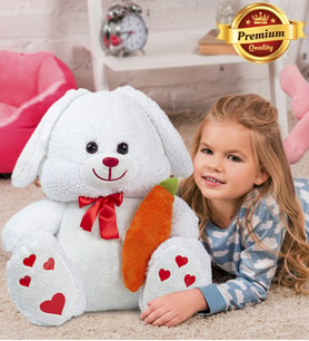 PANDAMKEE 100 Cm Elinde Havuç Tutan Tavşan (Beyaz)