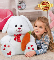 PANDAMKEE 100 Cm Elinde Havuç Tutan Tavşan (Beyaz)
