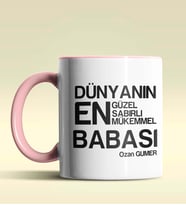 Kişiye Özel Dünyanın En En En Babası 2 Temalı Siyah Kupa Bardak (Pembe)