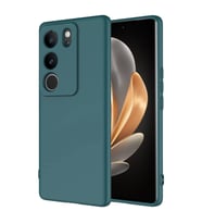 Vivo V29 5G Kılıf Kamera Korumalı iÇi Süet Dokulu Lansman Tipi Silikon (Koyu Yeşil)