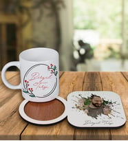 Kişiye Özel Tasarım Kupa Bardak Ve Fotoğraflı Ahşap Bardak Altlığı 99440 (Sarı)