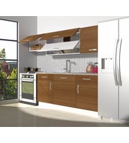 Decoraktiv Prestij 220 MDF Hazır Mutfak Dolabı - Tezgah Dahil - Parlak Beyaz (Ceviz)