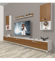 Decoraktiv Eko 270DA Slm Krom Ayaklı Tv Ünitesi Tv Sehpası (Beyaz - Ceviz)