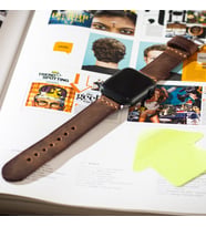Apple Watch Uyumlu Deri Kordon / Kayış   42/44/45 Mm - Gerçek Deri / El Yapımı (Camel)
