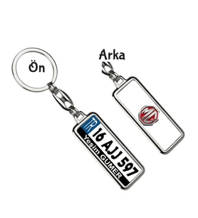 Kişiye Özel MG Logo Tema Plaka Anahtarlık (Gümüş)
