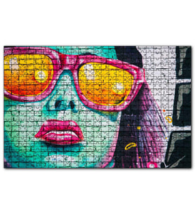 Cakapuzzle Gözlüklü Kadın Duvar Boyama  Puzzle Yapboz MDF (Ahşap) (500 Parça)