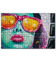 Cakapuzzle Gözlüklü Kadın Duvar Boyama  Puzzle Yapboz MDF (Ahşap) (500 Parça)