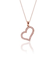Gümüş Zirkon Taşlı Kalpli Trend Kolye Dgn20603 (Rose)