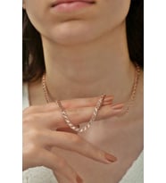 Pullu Arpa Zincir Modeli Gümüş Kolye (Rose)