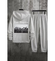 Unisex Los Angles Baskılı Eşofman Takımı (Gri)