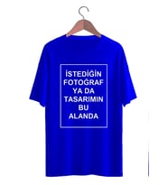 BYVOL Kendin Tasarla T-shirt Kişiye Özel Tişört Baskılı Tshirt (Mavi)