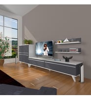 Decoraktiv Eko On Mdf Std Retro Tv Ünitesi Tv Sehpası (Beyaz - Antrasit)