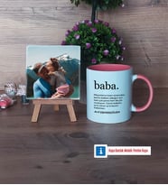 Babaya Hediye Fotoğraflı Dekoratif Taş, Kupa Bardak Beyaz Hediye (Model 6)