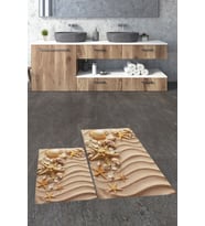 EVDEYA 3D Baskılı Yıkanabilir Modern İkili Banyo Halısı Paspas Klozet Takımı, KLOZET-48-GRİ, (Çok Renkli)