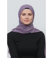 Kadın Pratik Kırışık Krinkıl Mira Tesettür Şal (Gül Rengi - Beyaz)