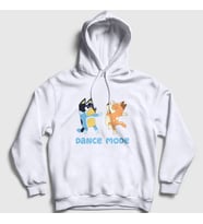 Presmono Unisex Beyaz Bluey Dance Mode Bandit Chili Kapüşonlu Sweatshirt 446423tt (Beyaz)
