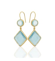 Kadir Jewellery 22 Ayar Altın Kaplama Kadın Sallantılı Küpe -El İşçiliği Ve Hipoalerjenik Küpe (Koyu Mavi)