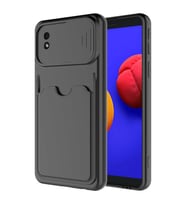 Galaxy A01 Core Kılıf Zore Kartix Kartlık Bölmeli Kılıf (Siyah)