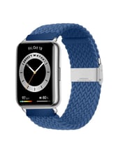 Sneezy Huawei Watch Fit 2 İle Uyumlu Metal Klips Solo Fiberlink Örgü Kordon (Mavi)