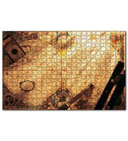 Cakapuzzle Eski Dünya Haritası Dürbün Pusula Usturlab Puzzle Yapboz MDF (Ahşap) (1000 Parça)