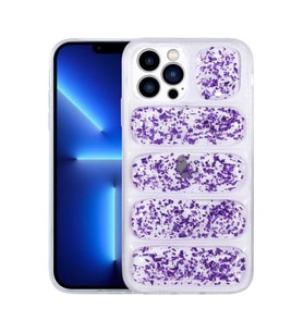 Uyumlu Model Apple iPhone 13 Pro Max Kılıf Kamera Korumalı Simli Airbag'li Dalga Kapak (Mor)