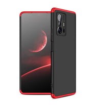 Xiaomi Mi 11T Pro 5G Kılıf Zore Ays Full Koruma Kılıf (Siyah-Kırmızı)